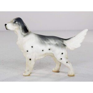 Vintage English Setter Dog Miniature Figurine Grey White